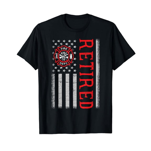 Retired Firefighter Maltese Cross Flag Unisex Short Sleeve Graphic T-Shirt