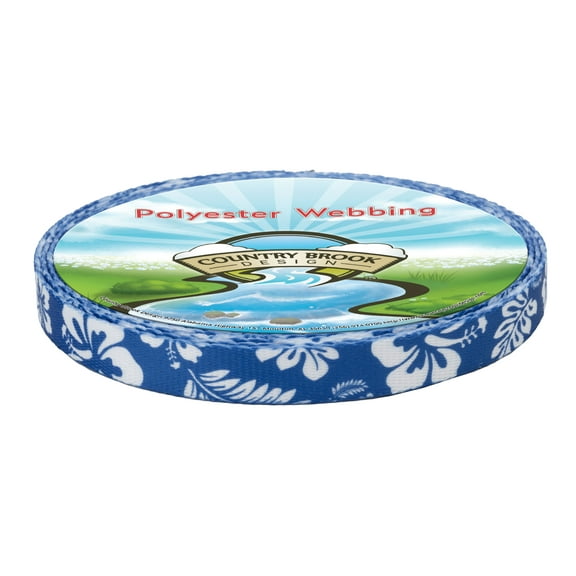 Country Brook Design - Royal Blue Hawaiian Polyester Webbing (3/4 Inch, 20 Yards)