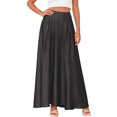 thumbnail image 5 of Tqyyweavej Satin Maxi Skirt for Women High Rise A-Line Solid Color Skirt Flowy Elastic Waist Stylish Skirts with Pockets S-2XL, 5 of 5