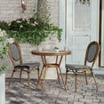 thumbnail image 3 of Flash Furniture Indoor/Outdoor Commercial French Bistro 31.5" Table, Black and White PE Rattan, Glass Top, Bamboo Print Aluminum Frame in Natural, 3 of 12