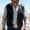 Black-A, variant on Men's Casual PU Leather Top Shirt Boho Fringe Trim Open Front Tassels Vest Cowboy Western Sleeveless Vest Jacket Waistcoat Black-A