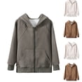 thumbnail image 3 of Odeerbi Toddler Boys Girls Sweatshirt Full Zip Sports Jacket Children's Winter Warm Solid Color Long Sleeves Round Neck Coat Olive Green, 3 of 3