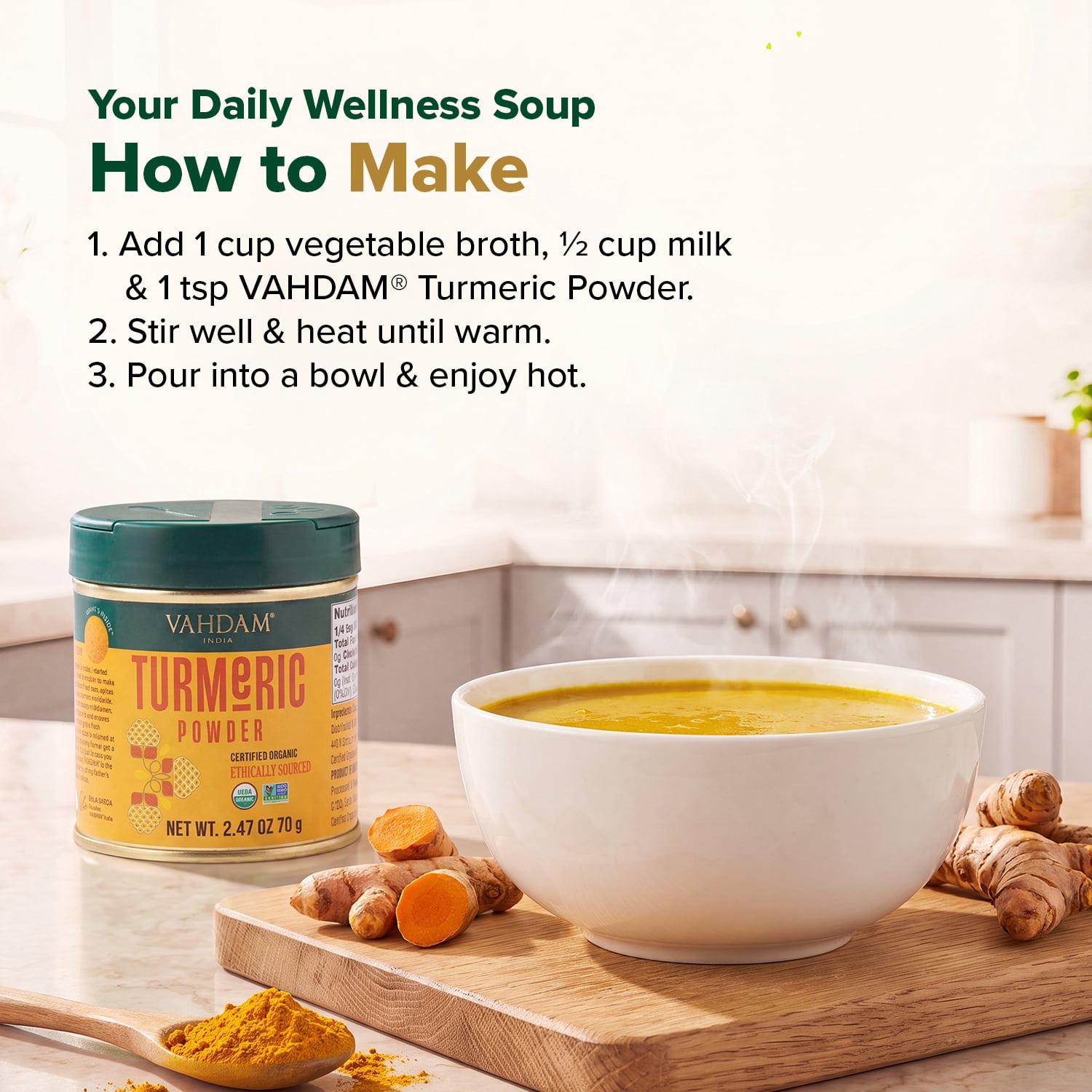 (2 pack) VAHDAM Organic Turmeric Powder w/ High Curcumin (2.47oz) USDA Organic, 100% Raw from India | Gluten-Free, Non-GMO | Premium Quality & Aroma | Single Origin Spice | Direct from Source