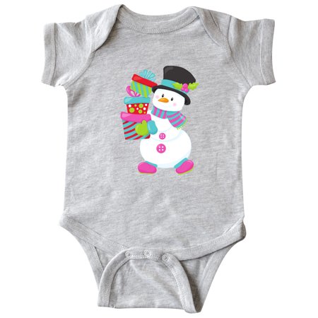 

Inktastic Snowman With Presents Carrot Nose White Snowman Gift Baby Boy or Baby Girl Bodysuit