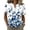 Blue, variant on Ink Wash Floral Henley Blouse for Women - Short Sleeve V-Neck Button Down Tunic, Loose Fit Boho Casual Summer Top Blue S