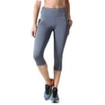 thumbnail image 2 of Women's High Waist Pocket Activewear Leggings, Charcoal, Capri, L, 2 of 5