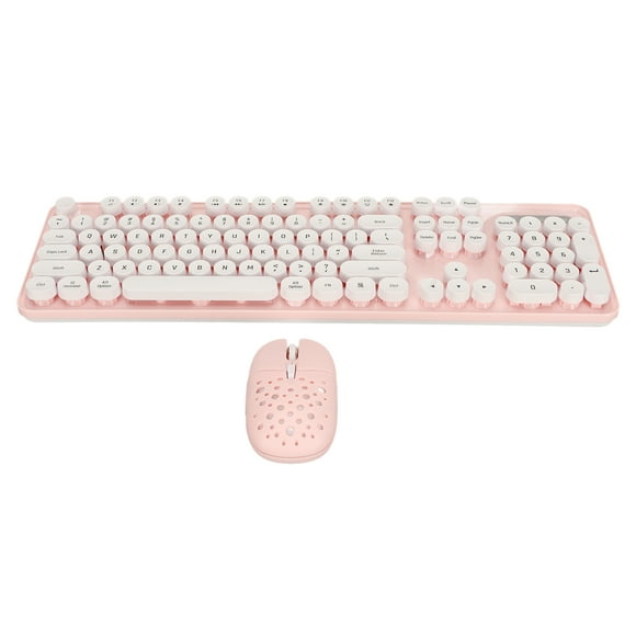 Combinación De Teclado Inalámbrico, Pequeño Teclado Inalámbrico De Rebote Y Mouse Con Rosa De Tapa Redonda De Punk Puro Puro