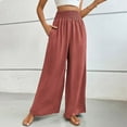 thumbnail image 6 of FUNUONY Womens Wide Leg Pants Casual Palazzo Flowy Pleated Trouser Woman Elastic High Waisted Loose Fit Lounge Pant Comfy 2025 Elastic with Flared Elegant Commuting Casual Pants Red Xl, 6 of 9