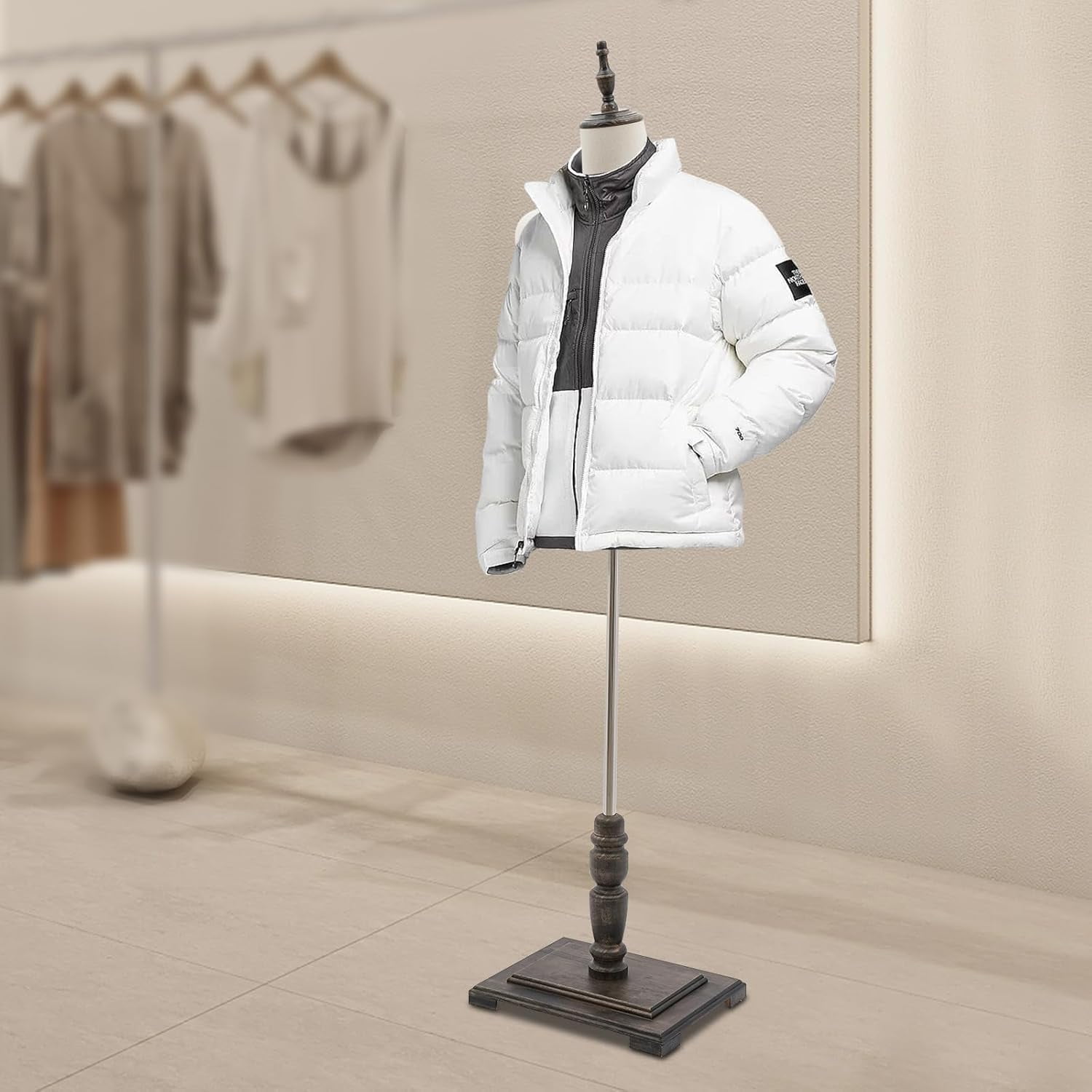 Floor Male Mannequin Model with Adjustable Height, 70 Inch Half Length Model with Stand Detachable Mannequin Dress Form Beige for Clothing Store Sewing Shop