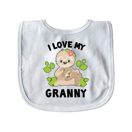 

Inktastic Cute Sloth I Love My Granny with Green Leaves Gift Baby Boy or Baby Girl Bib