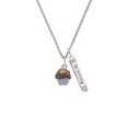 thumbnail image 2 of Delight Jewelry Silvertone 3-D Chocolate Cupcake with Sprinkles Silvertone Be Strong and Courageous Bar Charm Necklace, 23", 2 of 4