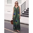 thumbnail image 3 of OYYN Women's A-Line Sleeveless V-Neck Relaxed Fit Maxi Casual Dress, 3 of 5