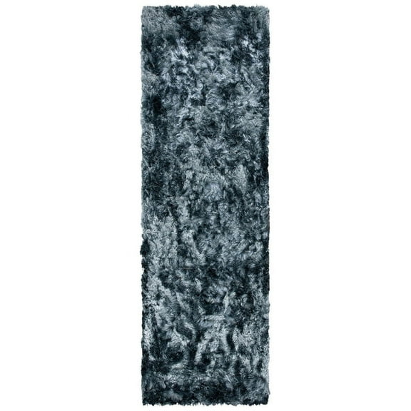 SAFAVIEH Ocean Trellis Solid Plush Polyester Shag Runner Rug, Slate, 2'6" x 12'