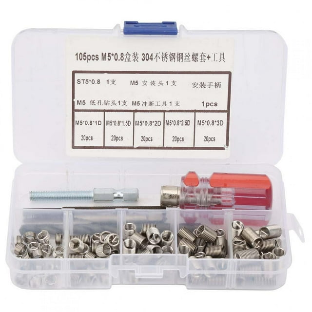 LAFGUR Metric Thread Repair Insert Kit, 105Pcs/set Wire Thread Insert, For Microwave Communication Automotive Parts