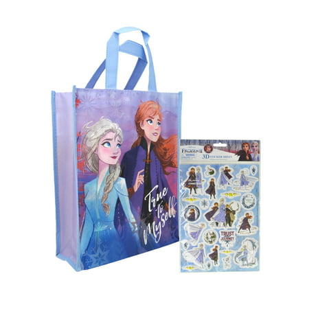 Disney Frozen II Tote Bag & Raised 3D Sticker Sheet (24-CT) 2-Piece Set