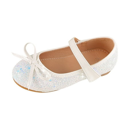 Otqutp Baby Toddler Sequins Princess Sandals with Strap Bow Rubber Sole Wedding Formal Fancy Shoes Girls Glitter Ankle Sandals