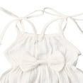 thumbnail image 4 of Bébé Fille Été Automne Basique Plaine Manches Courtes Coton Lin Cordon Romper Combinaison, 4 of 7