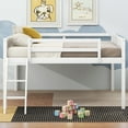 thumbnail image 2 of Full Size Low Loft Bed with Ladder & Safety Guardrail, Space-Saving Design & Built in Solid Slat Support for Boys/Girls/Teens Bedroom,No Spring Box Needed (White), 2 of 9