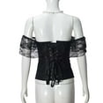 thumbnail image 5 of Feancey Lace Off The Shoulder Corset Tops for Women Sheer Sleeves Bustiers Tie-Up Back Waist Cincher Halloween Costume Shaperwear Top Black S, 5 of 10