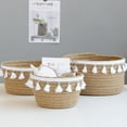 thumbnail image 2 of BOLLSLEY Woven Storage Baskets Rope Baskets Collapsible Storage Bin Toys Towels Blankets Organizer Pillow Basket, Round Basket, 2 of 7