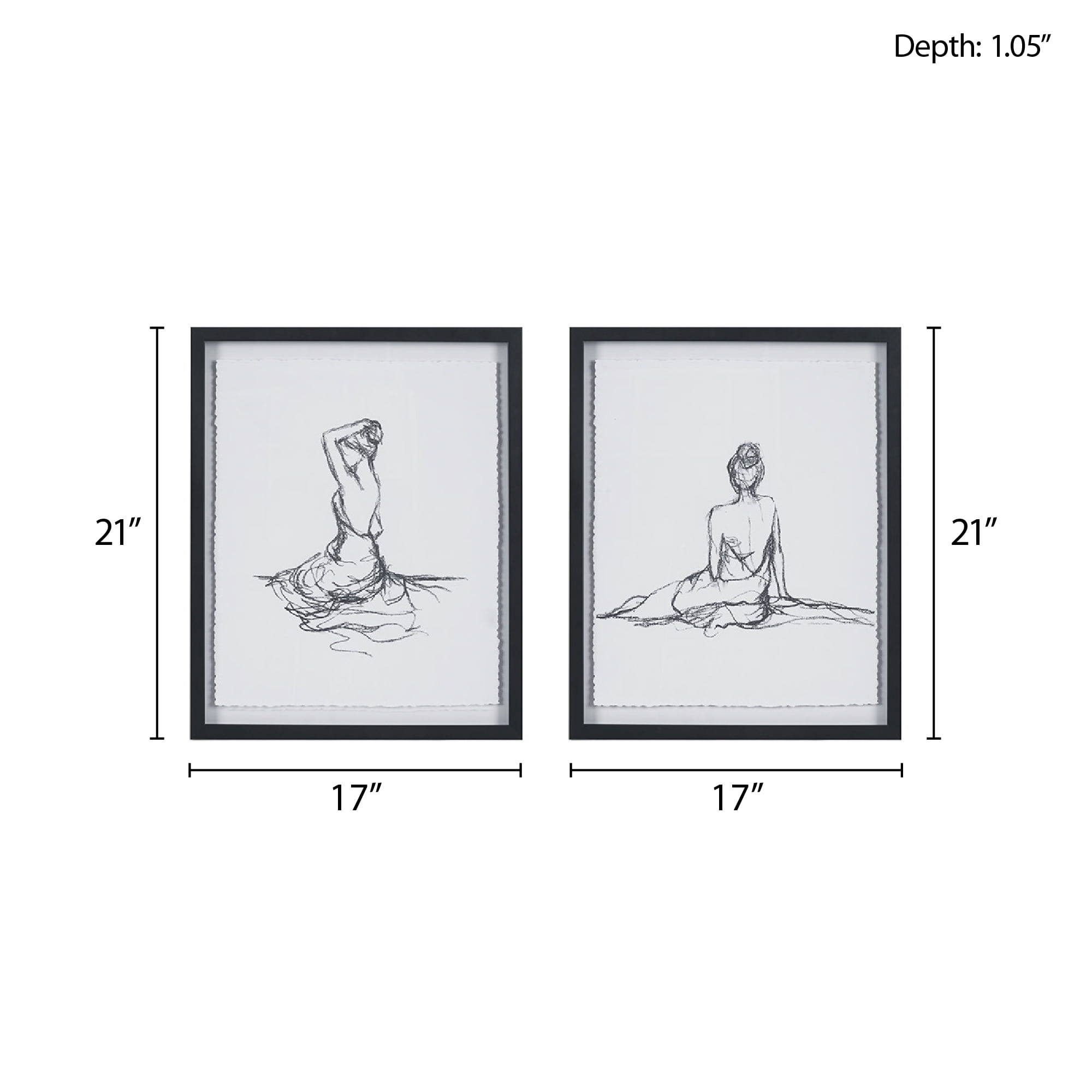 MAYEERTY 2-Piece Framed Glass Matted Sketch Wall Art Set
