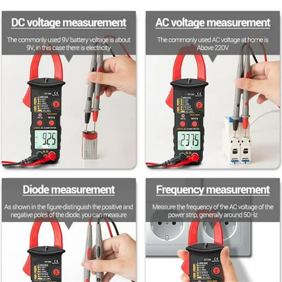 Current Clamp Digital Clamp Ac/Dc 600A, 6000 Counts Trms Auto Range Multimeter Is Black Fangkenuo