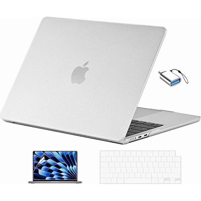 Kit de Estuche Transparente con Puntos para MacBook Air 13.6" M5/M4/M3/M2 A3449/A3240/A3113/A2681