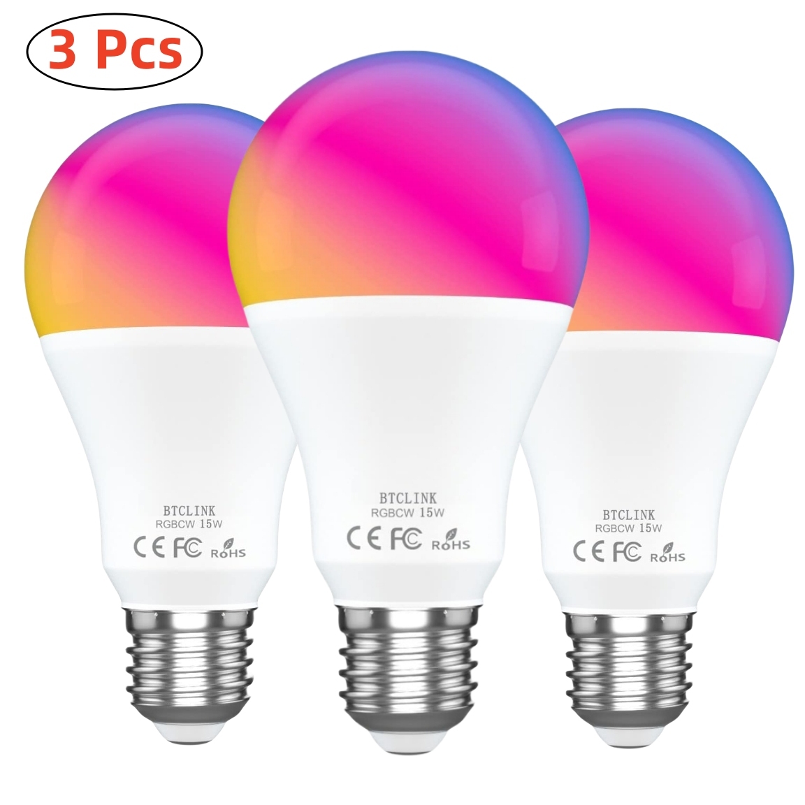3 PCS Smart Light Bulbs, Smart Bulb That Work with Alexa & Google Home, LED Light Bulbs Color Changing, A19 E26 WiFi Light Bulbs
