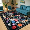 thumbnail image 5 of 8x10 Area Rugs for Living Room: Washable Rug Vintage Large Soft Boho Floral Non-Slip Carpet Indoor Floor Stain Resistant Thin Carpets for Bedroom Dining Room Farmhouse Nursery Home Office Black, 5 of 18