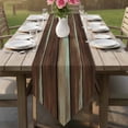 thumbnail image 6 of Table Runners 90 Inches Long, Brown Teal Wooden Cotton Linen Kitchen Dining Coffee Table Runner for Party Home Decor, Vintage Farmhouse Retro Art Tabletop Dresser Scarves Runner Decor 13x90 Inch, 6 of 9
