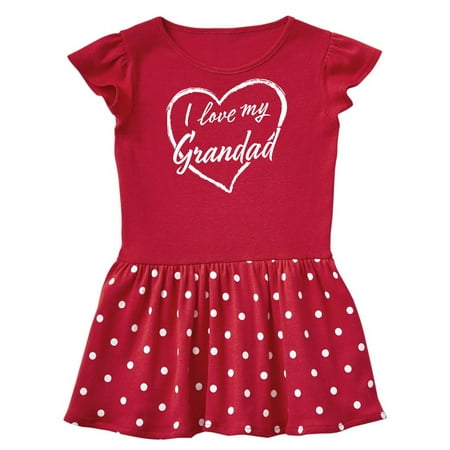 

Inktastic I Love My Grandad in White Chalk Heart Gift Baby Girl Dress