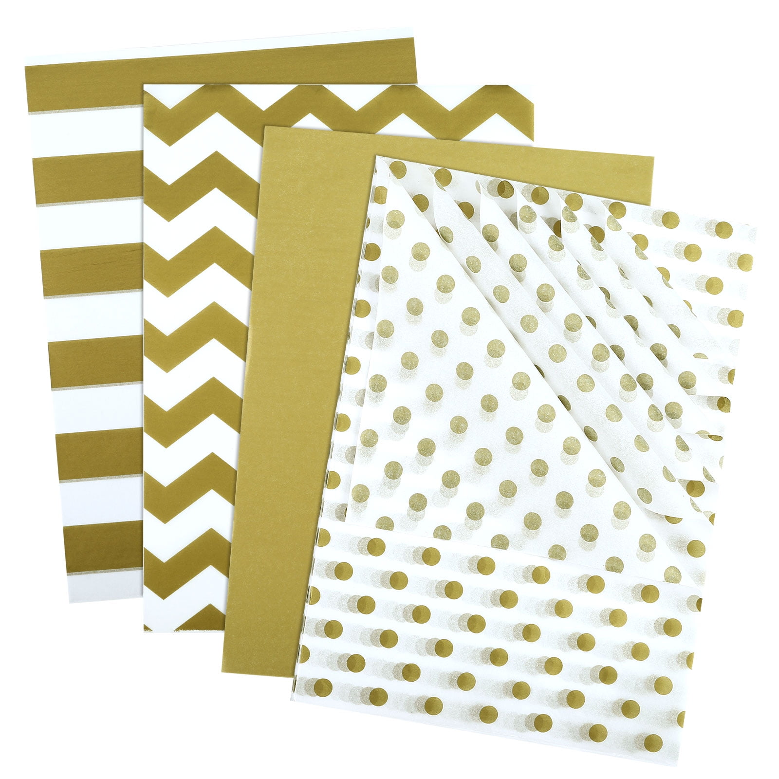 Naler 300 Sheets Metallic Gold White Tissue Paper for DIY Crafts Decorative Tissue Paper Flower Pom Pom, 4 Colors, 8'X12'