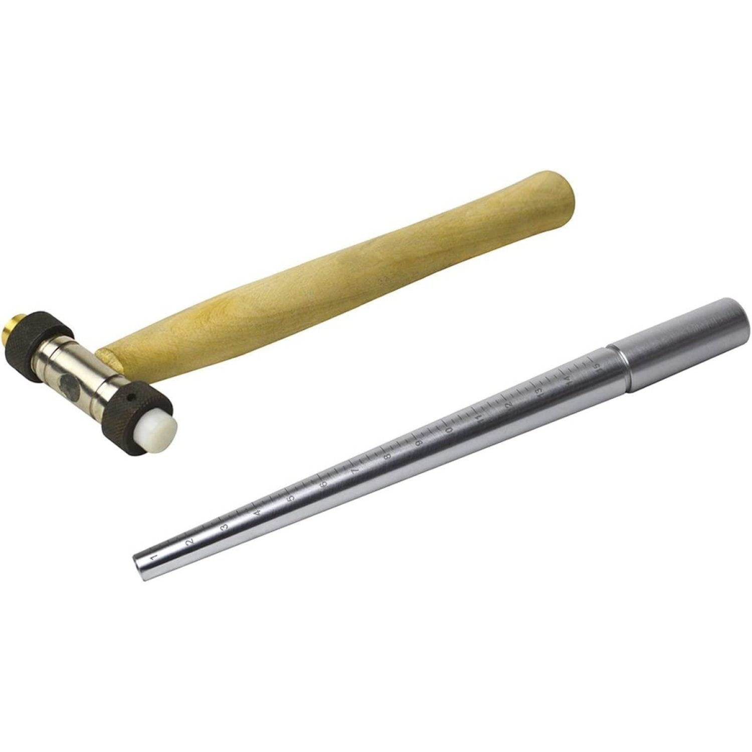 Steel Ring Sizer Kit w/Brass Nylon Hammer Jewelry Making Ring Sizing
