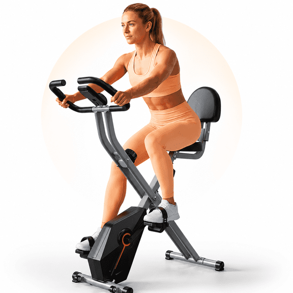 USLIM Foldable Stationary Exercise Bike for Home Cardio Workout, 16-Level Magnetic Resistance, LCD Display, Pulse Sensors, 300 lb Capacity