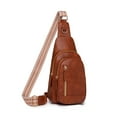 thumbnail image 1 of Qarigey Bolso de pecho de estilo Retro europeo y americano para niñas, textura de cuero suave, individual de moda Carteras marrón, 1 of 6