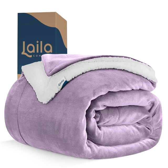 Cobija Cobertor Aborregado Individual Laila Comfort Frazada Ultra Suave 100% Microfibra de Poliéster Lila
