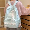 thumbnail image 6 of Large Capacity Backpack with Bow Pendant, Multi-Pockets Lace Zipper Closure School Bag for Outdoor Travel Trip (Blue), 6 of 9