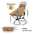 thumbnail image 6 of OneTigris Tigerblade High Back Camping Chair with Pillow Design, Comfortable Widened Seat Folding Chair, 6 of 9