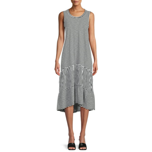 Time and Tru Women's Sleeveless Tiered Knit Dress - Walmart.com