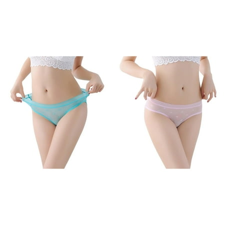 (2-Pack) Kcodviy Womens Sheer Lace Panties Women s Underwear Cotton See Through Mesh Ladies Tights Suite Full Body Crotch Seamless Briefs