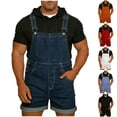 thumbnail image 6 of Chiccall Men's Denim Overalls Pocket Front Adjustable Straps Sleeveless Washed Rompers Overall Shorts, 6 of 6