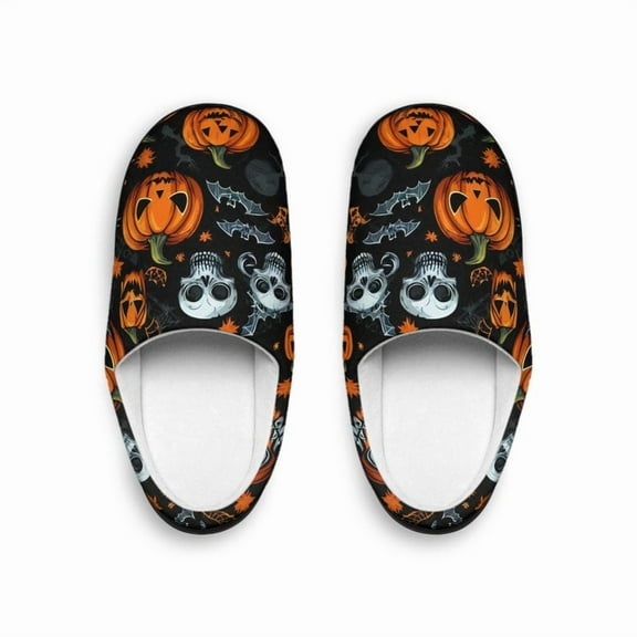 Halloween Slippers Scary Pumpkins Black - MENS Indoor Slippers Halloween Gifts For Mom Costume Pumpkin Shoes