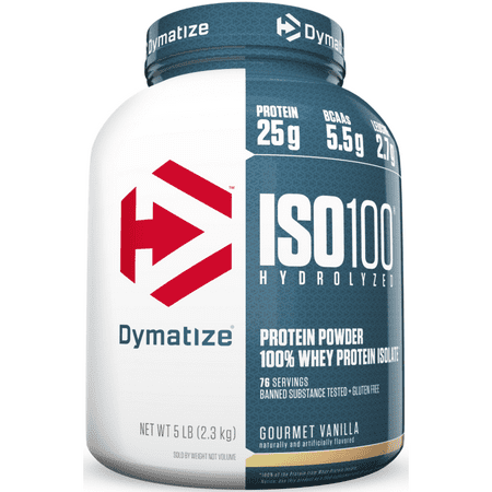 Dymatize ISO 100 Hydrolyzed 100% Whey Protein Isolate Powder, Gourmet Vanilla, 25g Protein/Serving, 3