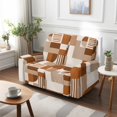 thumbnail image 7 of TSOVTHRID Geometric Brown Beige Print Reclining Loveseat Slipcovers, 6-Piece Soft Stretch Sofa Cover, 2 Seat Washable Loveseat Recliner Covers for Dogs Cats, 7 of 7
