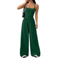 thumbnail image 3 of Women Sleeveless Jumpsuit Square Neck Smocked Strap Wide Leg Pants Casual All-in-One Summer, 3 of 5