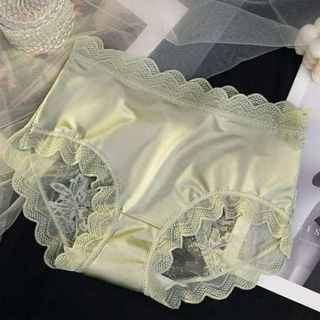 uublik No Show Panties for Women Seamless High Waist Breathable Briefs Soft Underpants Ladies Stretch Panties Lace Underwear Green