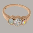 thumbnail image 5 of LBG British Made Solid 9k Rose Gold ring with Cubic Zirconia & Natural Opal Womens Engagement Ring - 33 size options - Size 9.75, 5 of 6