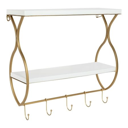 hooks laurel spurling floating shelf kate metal wood gold