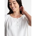 thumbnail image 5 of Time and Tru Women's Linen Blend Blouse with Scalloped Hem, Sizes XS-XXXL, 5 of 6