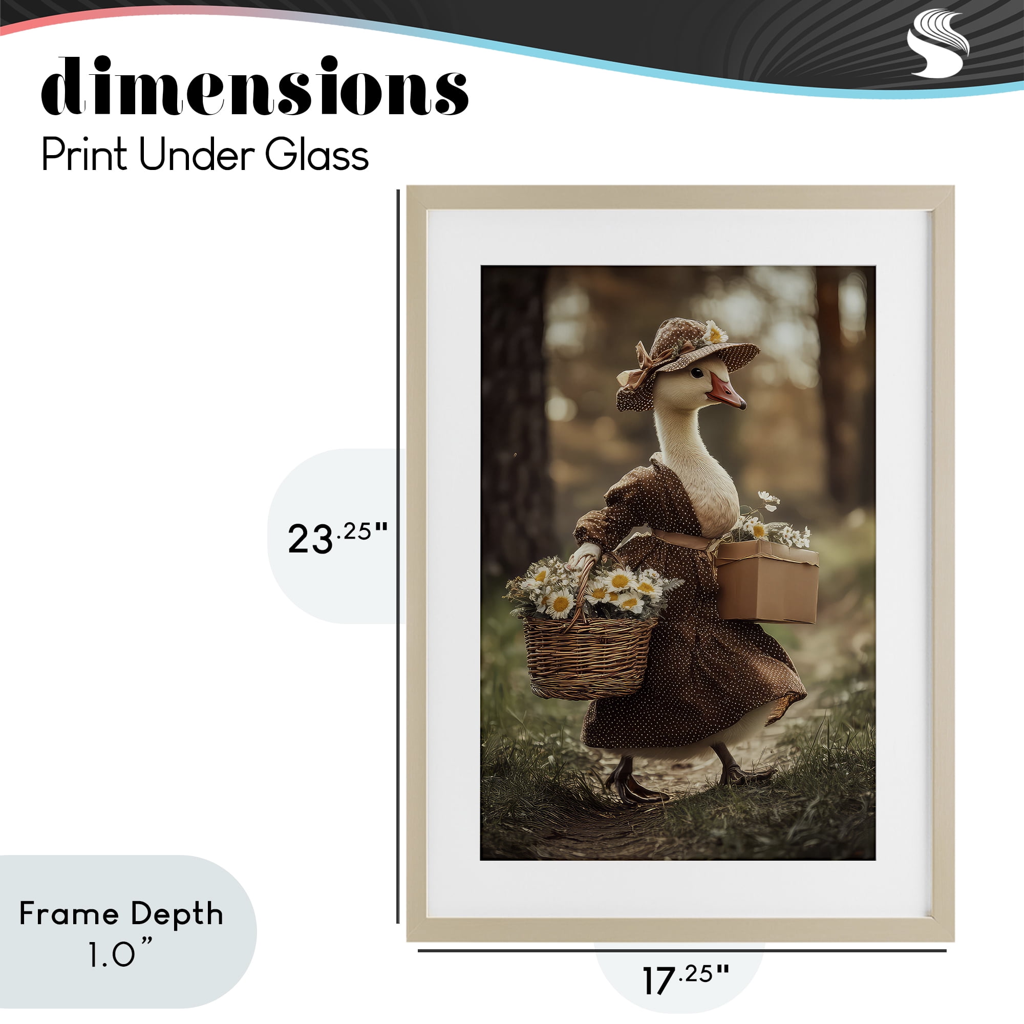 Stupell Industries Mother Goose with Flowers Birch Framed Print Under Glass, design by The Wands Want